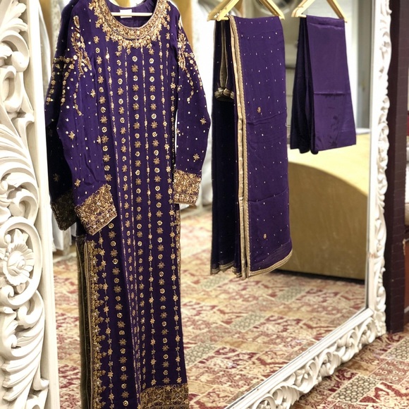 Elegant Purple and Gold Women's Dress